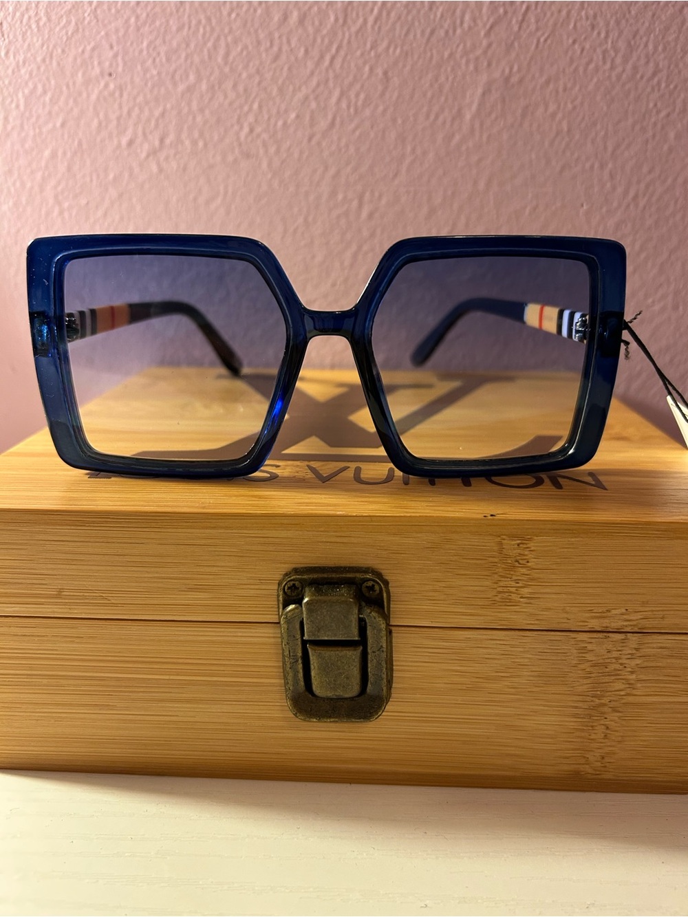 Square Blue Fashion Sunglasses - Unbranded